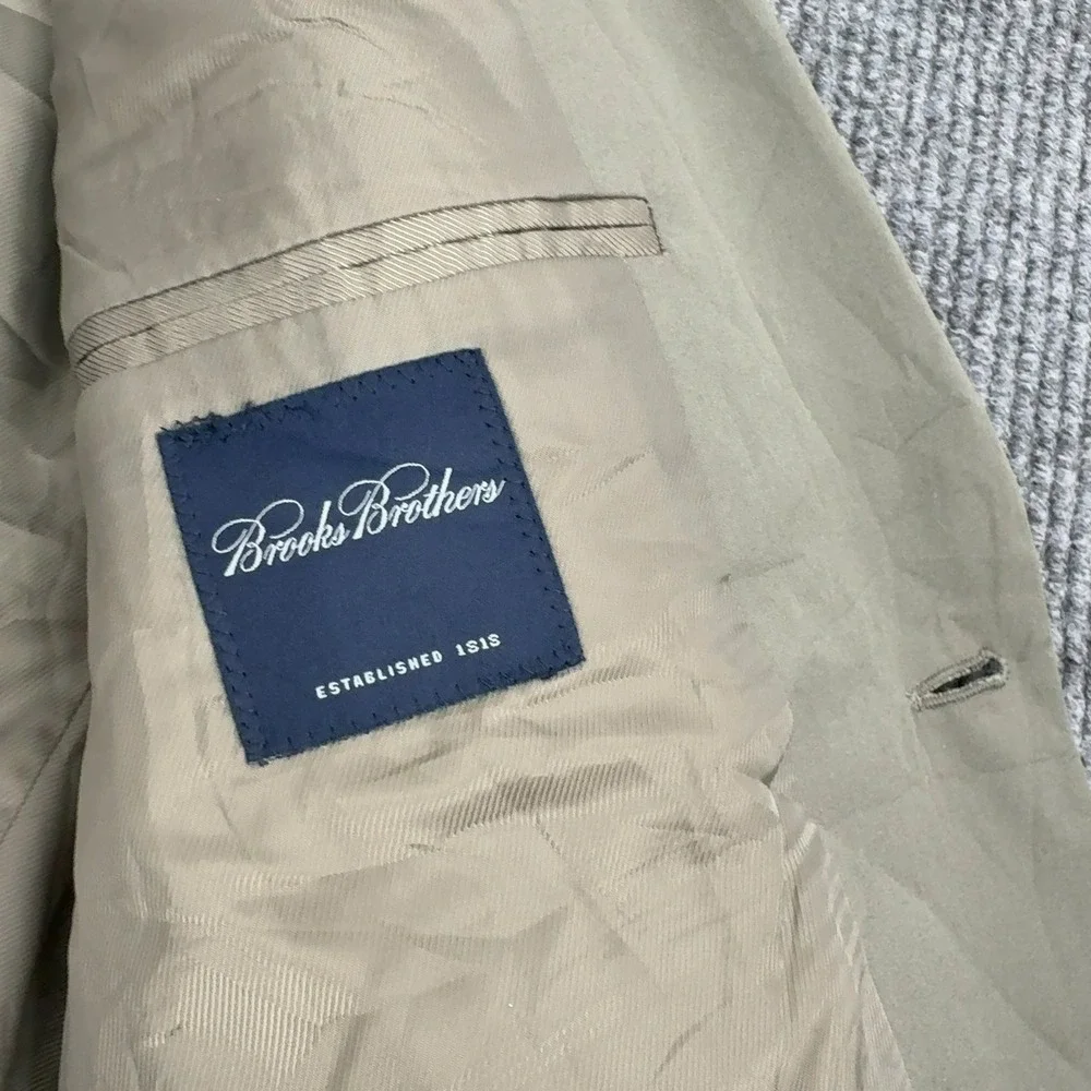 Brooks Brothers‎ Blazer Mens Olive Green Cotton Blend Two Button Professional